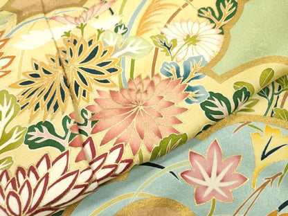 平和屋着物●訪問着　雲取り草花文　金彩　上代150万　仮絵羽　正絹　逸品　未使用　DABH7943fe