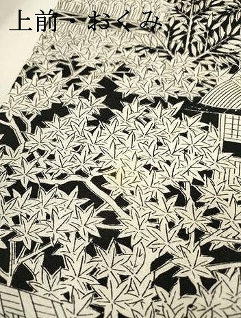平和屋着物●訪問着　風景文　黒地　正絹　逸品　DABH7944fe