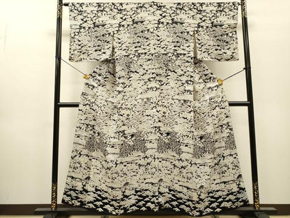 平和屋着物●訪問着　風景文　黒地　正絹　逸品　DABH7944fe