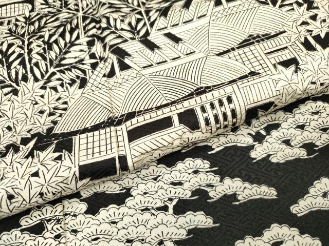 平和屋着物●訪問着　風景文　黒地　正絹　逸品　DABH7944fe