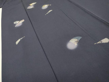 平和屋着物●訪問着　作家物　総刺繍　扇文　蛍暈し　銀糸　正絹　逸品　DABH7947fe