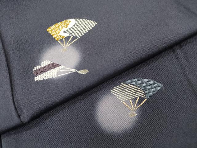平和屋着物●訪問着　作家物　総刺繍　扇文　蛍暈し　銀糸　正絹　逸品　DABH7947fe