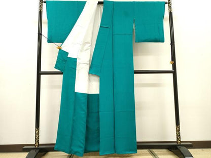 平和屋着物●上質な色無地　納戸色　正絹　逸品　DABH7950fe