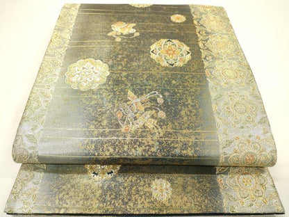 平和屋着物▼六通柄袋帯　正倉院鳳凰花文　金銀糸　引箔　正絹　逸品　DABH7963fe