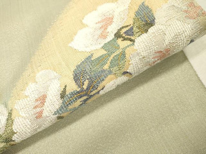平和屋着物▼太鼓柄袋帯　すくい織　枝花　金糸　正絹　逸品　DABH7970fe