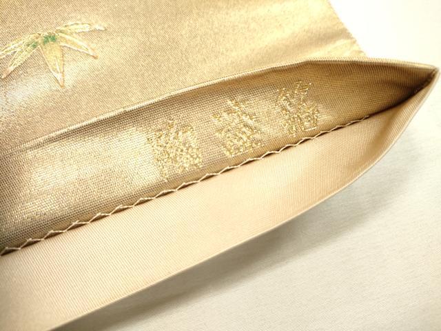 平和屋着物▼太鼓柄袋帯　格子花文　陶漆箔　金彩　引箔　正絹　逸品　DABH7989fe