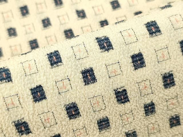 平和屋着物▼お召　反物　着尺　十日町小絣　幾何学文　大吉織物謹製　大丸扱い　証紙付き　逸品　未使用　DABH8011zy