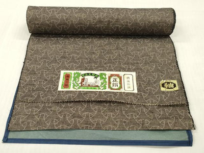平和屋着物▼紬　反物　着尺　幾何学文　証紙付き　逸品　未使用　DABH8020zy