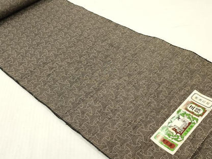 平和屋着物▼紬　反物　着尺　幾何学文　証紙付き　逸品　未使用　DABH8020zy