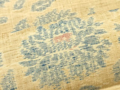 平和屋着物▼紬　反物　着尺　舞花文　逸品　未使用　DABH8024zy
