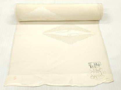 平和屋着物▼羽織・コート　白生地　反物　羽尺　双鶴文　金通し地　逸品　未使用　DABH8041zy