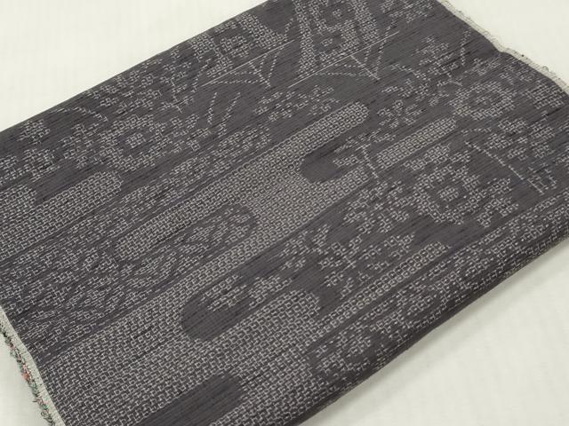 平和屋着物▼紬　反物　着尺　エ霞草花文　逸品　未使用　DABH8055zy