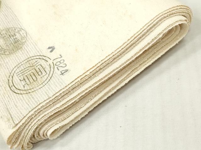 平和屋着物▼白生地　ちりめん紬　浜紬　反物　着尺　生成り色　逸品　未使用　DABH8056zy
