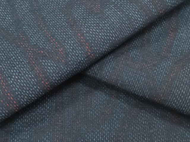 平和屋着物▼真綿筑波紬　反物　着尺　抽象文様　証紙付き　逸品　未使用　DABH8062zy