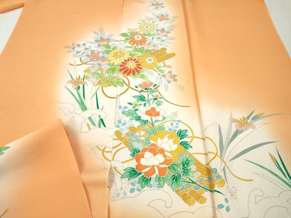 平和屋着物▼付下げ　反物　着尺　刺繍　花筏文　暈し染め　金彩　逸品　未使用　DABH8068zy
