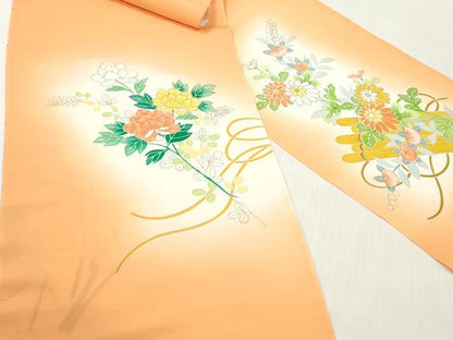 平和屋着物▼付下げ　反物　着尺　刺繍　花筏文　暈し染め　金彩　逸品　未使用　DABH8068zy