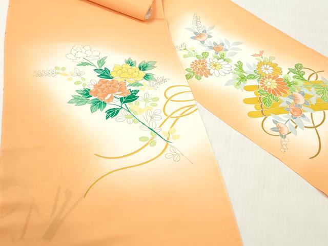 平和屋着物▼付下げ　反物　着尺　刺繍　花筏文　暈し染め　金彩　逸品　未使用　DABH8068zy