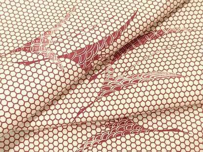 平和屋着物▼小紋　反物　着尺　飛鶴吉祥文　三越扱い　逸品　未使用　DABH8075zy