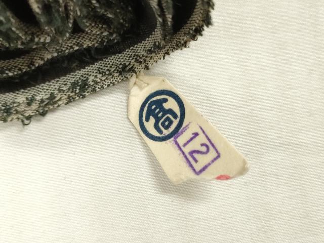 平和屋着物▼羽織・コート　結城織　反物　羽尺　絣文様　証紙付き　逸品　未使用　DABH8082zy