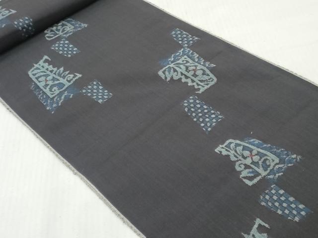 平和屋着物▼羽織・コート　紬　反物　羽尺　結城織　幾何学花文　証紙付き　逸品　未使用　DABH8083zy