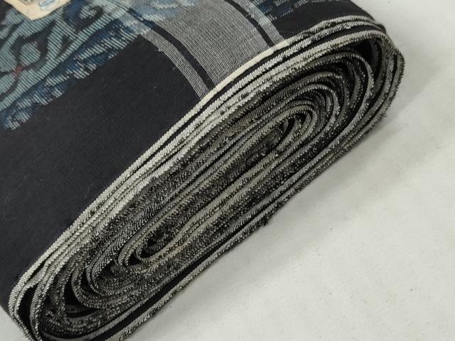 平和屋着物▼羽織・コート　紬　反物　羽尺　結城織　幾何学花文　証紙付き　逸品　未使用　DABH8083zy