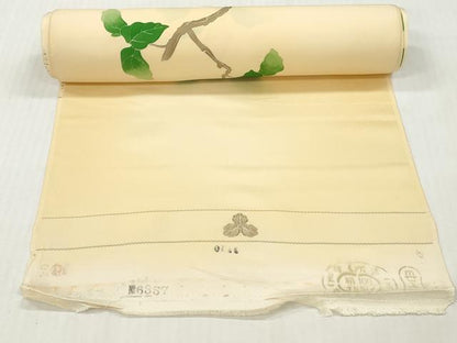 平和屋着物▼付下げ 反物 着尺 刺繍 休み鳥枝花文 暈し染め 逸品 未使用 DABH8093zy