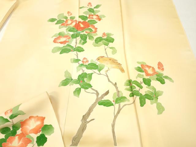 平和屋着物▼付下げ 反物 着尺 刺繍 休み鳥枝花文 暈し染め 逸品 未使用 DABH8093zy