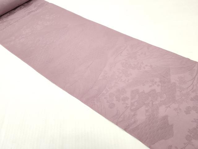 平和屋着物▼色無地　解き反物　着尺　草花地紋　鴇浅葱色　逸品　DABH8103zy