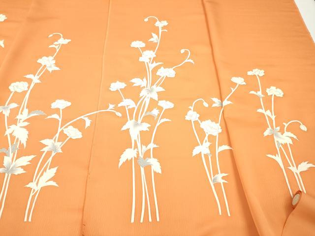 平和屋着物▼付下げ　反物　着尺　刺繍　草花文　金銀彩　高島屋扱い　逸品　未使用　DABH8108zy