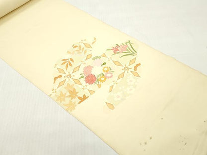 平和屋着物▼付下げ　反物　着尺　刺繍　エ霞草花文　高島屋扱い　逸品　未使用　DABH8114zy