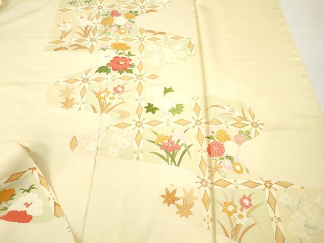 平和屋着物▼付下げ　反物　着尺　刺繍　エ霞草花文　高島屋扱い　逸品　未使用　DABH8114zy