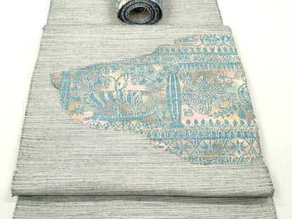 平和屋着物▼名古屋帯　帯反物　壁画文様　金糸　逸品　未使用　DABH8122zy
