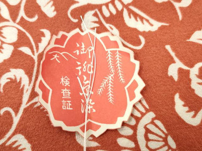 平和屋着物▼羽織・コート　解き反物　羽尺　平安染　花唐草　逸品　DABH8124zy