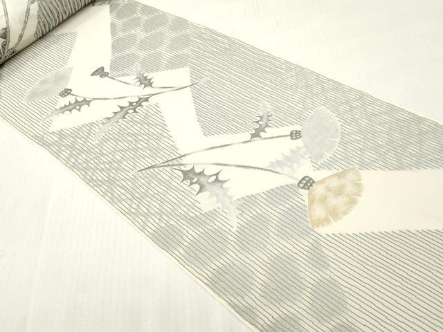 平和屋着物▼羽織・コート　解き反物　羽尺　寿光織　草花文　金銀糸　逸品　DABH8125zy