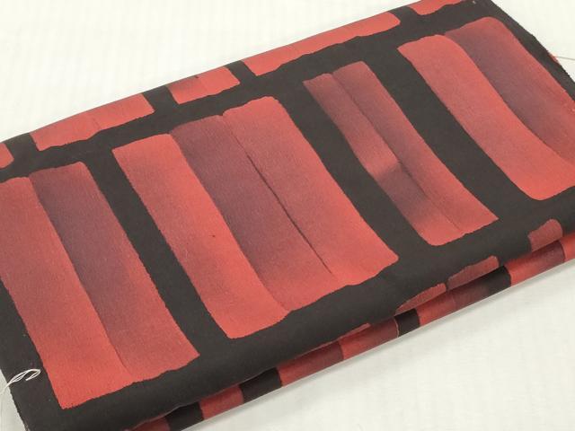 平和屋着物▼羽織・コート　解き反物　羽尺　幾何学文　黒地　逸品　DABH8128zy