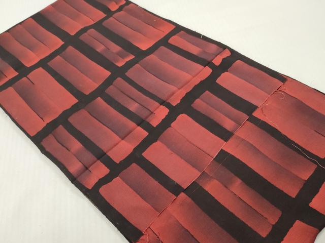 平和屋着物▼羽織・コート　解き反物　羽尺　幾何学文　黒地　逸品　DABH8128zy