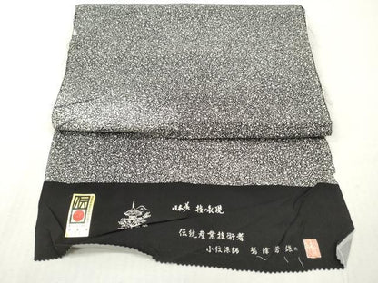 平和屋着物●小紋染師 鷲津芳雄　付下げ　解き反物　着尺　京友禅　樹林文　黒地　八掛付き　逸品　DABH8135zy