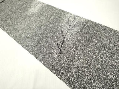 平和屋着物●小紋染師 鷲津芳雄　付下げ　解き反物　着尺　京友禅　樹林文　黒地　八掛付き　逸品　DABH8135zy