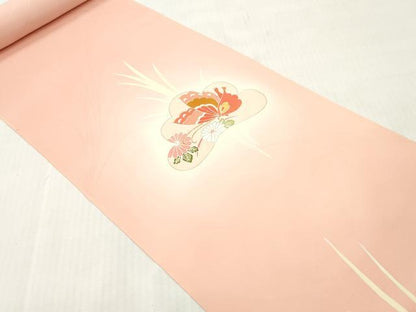 平和屋着物▼付下げ　反物　着尺　駒刺繍　舞蝶草花文　暈し染め　金彩　逸品　未使用　DABH8162zy
