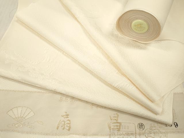 平和屋着物▼白生地　反物　着尺　風景地紋　生成り色　逸品　未使用　DABH8167zy