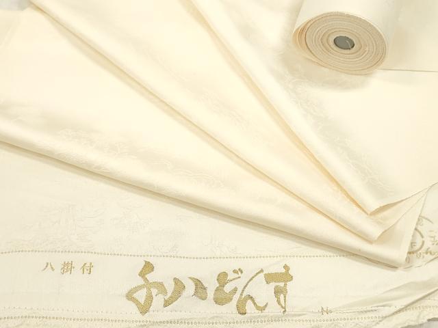 平和屋着物▼白生地　反物　着尺　風景地紋　生成り色　逸品　未使用　DABH8168zy