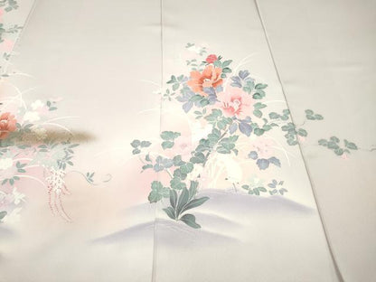 平和屋着物▼付下げ　反物　着尺　草花文　暈し染め　金彩　未使用　DABH8176zy