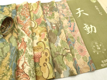 平和屋着物▼　柄見本　反物　天動　京都誂友禅　リメイク生地　材料　逸品　未使用　DABH8180zy