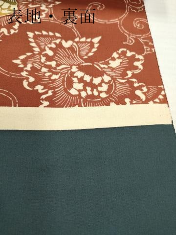 平和屋着物▼柄見本　反物　久寿の描き　型染め　京都誂友禅　リメイク生地　材料　逸品　未使用　DABH8181zy