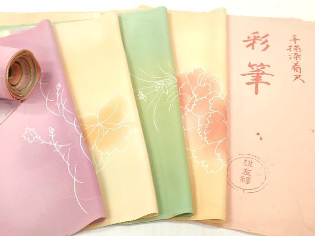 平和屋着物▼柄見本　反物　彩筆　手描染　京都誂友禅　リメイク生地　材料　逸品　未使用　DABH8182zy
