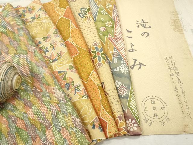 平和屋着物▼柄見本　反物　仙彩染小紋　滝のこよみ　京都誂友禅　リメイク生地　材料　逸品　未使用　DABH8184zy