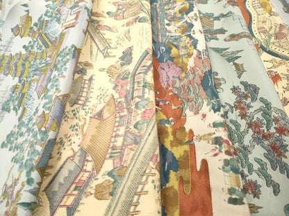 平和屋着物▼柄見本　反物　花の画　障壁画小紋　京都誂友禅　リメイク生地　材料　逸品　未使用　DABH8190zy
