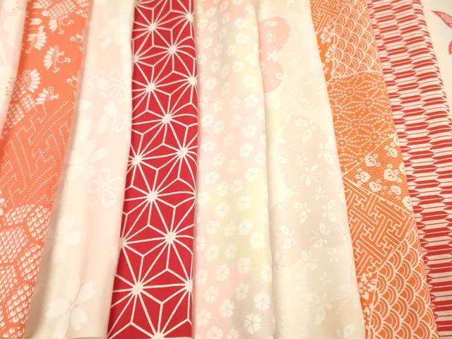 平和屋着物▼長襦袢　柄見本　反物　紅の豊　京都誂友禅　リメイク生地　材料　逸品　未使用　DABH8215zy