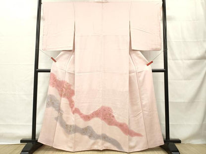 平和屋着物■訪問着　刺繍　花鳥文　暈し染め　金彩　正絹　逸品　DABH8221zy