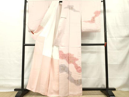 平和屋着物■訪問着　刺繍　花鳥文　暈し染め　金彩　正絹　逸品　DABH8221zy